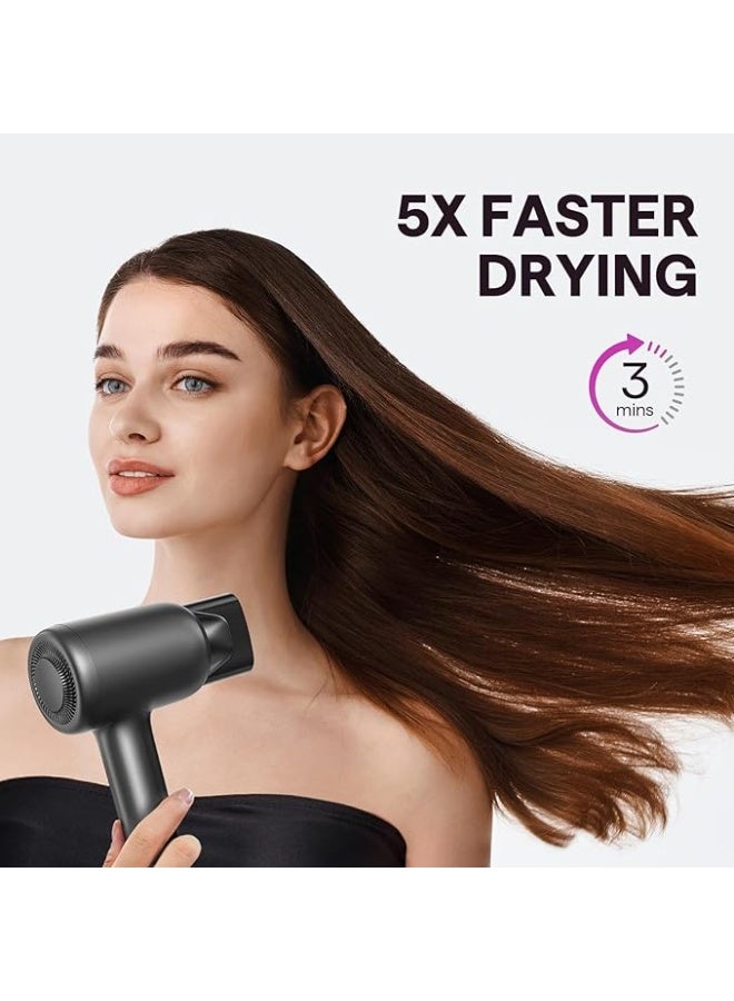 wavytalk Hair Dryer, Wavytalk Turblow Pro Fast Drying Blow Dryer with Diffuser, High Speed Hair Dryer with 110,000 RPM, Pro Negative Ions for Reduces Damage, Frizz Smoothing, 3 Speeds & 3 Temps, Matte Grey - Image 5